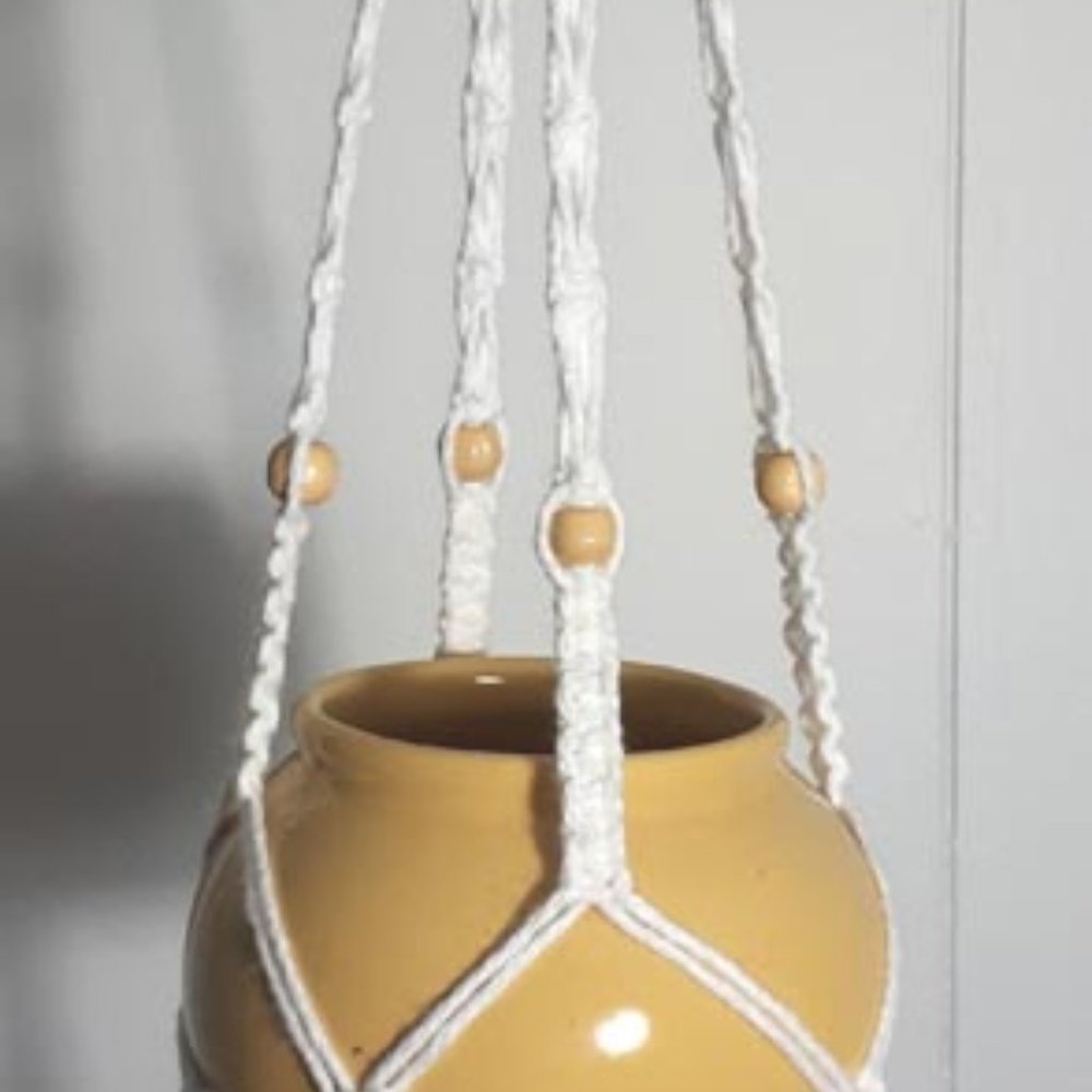Handmade beaded macrame plant hanger